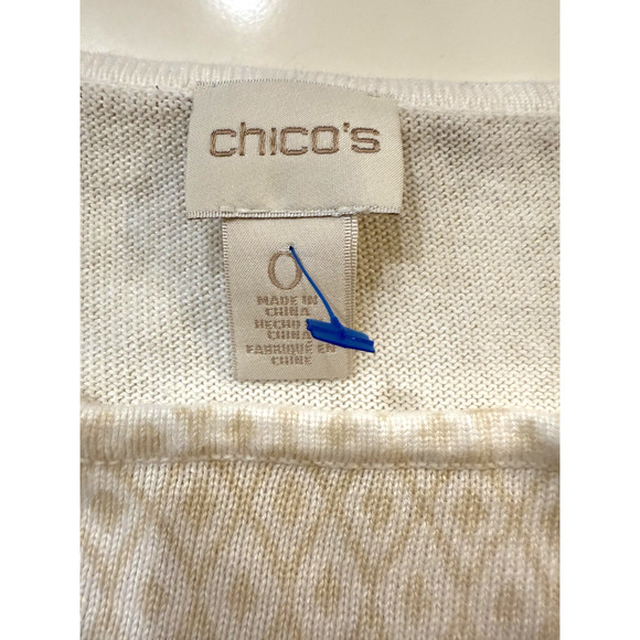 Chico's Sweater Womens Small 0 White Multicolor Floral Paisley Pullover Crewneck - Picture 3 of 6